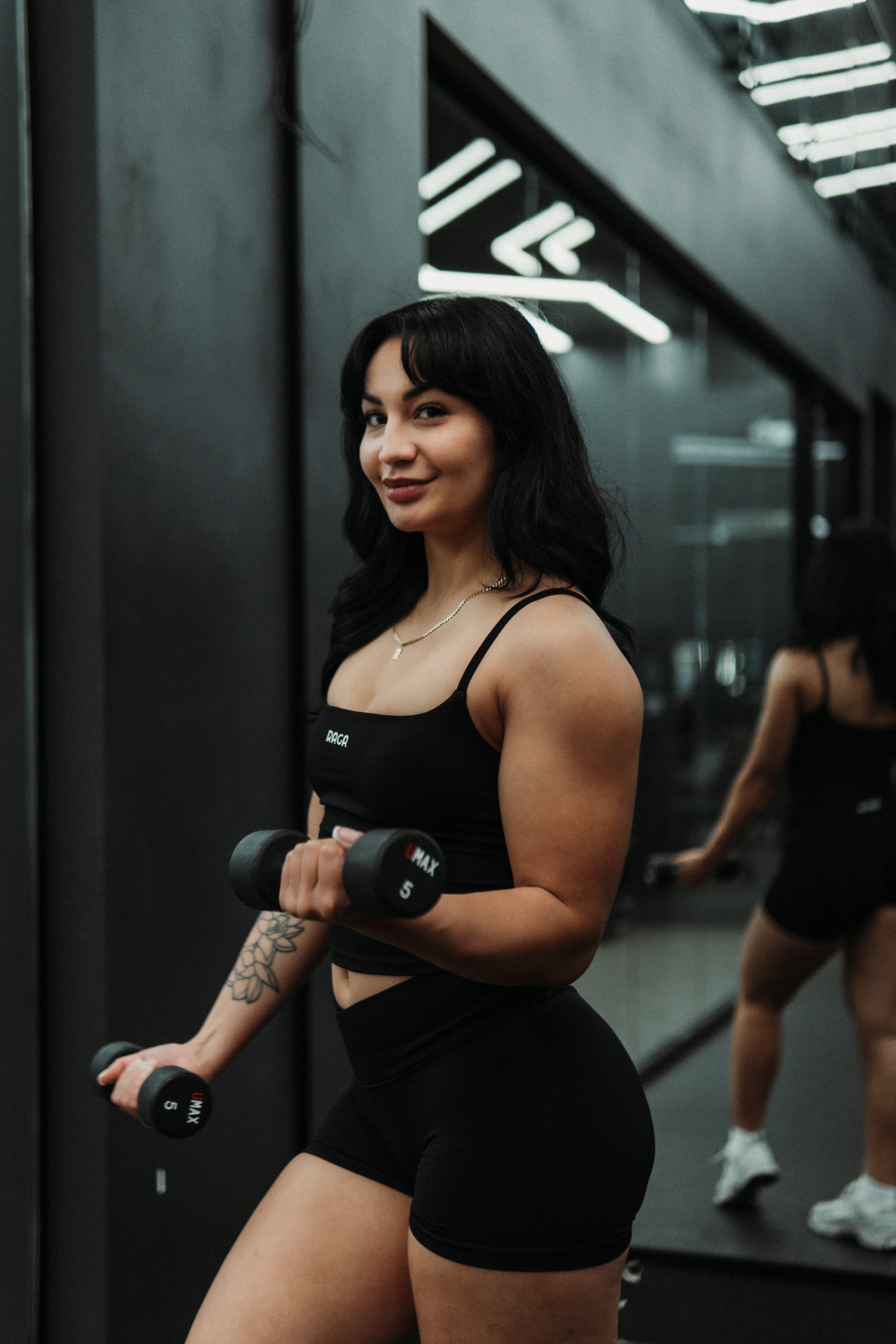 Women's RAGA EFFORT V-waist workout shorts featuring a sculpting fit, seamless construction, and flexible stretch fabric for training.